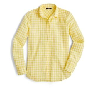 VINTAGE J CREW COTTAGE-CORE YELLOW GINGHAM BUTTON DOWN SHIRT‎ PREPPY PREP